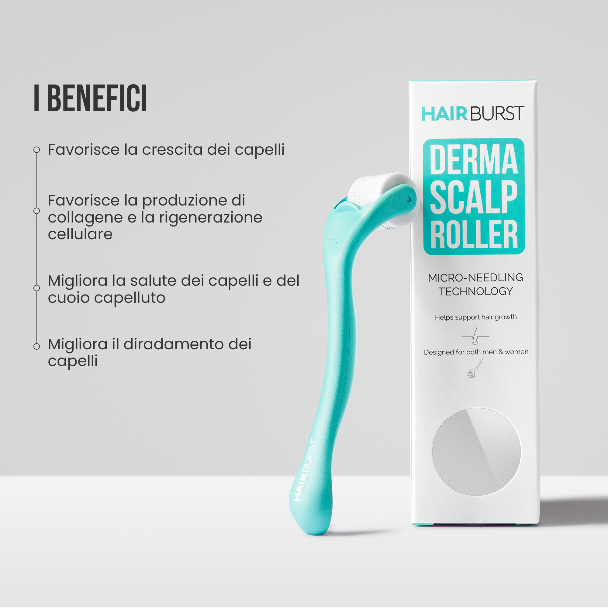 Derma Roller per Cuoio Capelluto Contro la Caduta dei Capelli