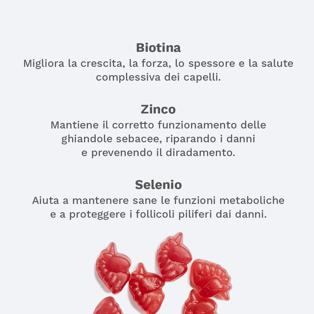 Vitamine Gommose Vegane per la Crescita dei Capelli